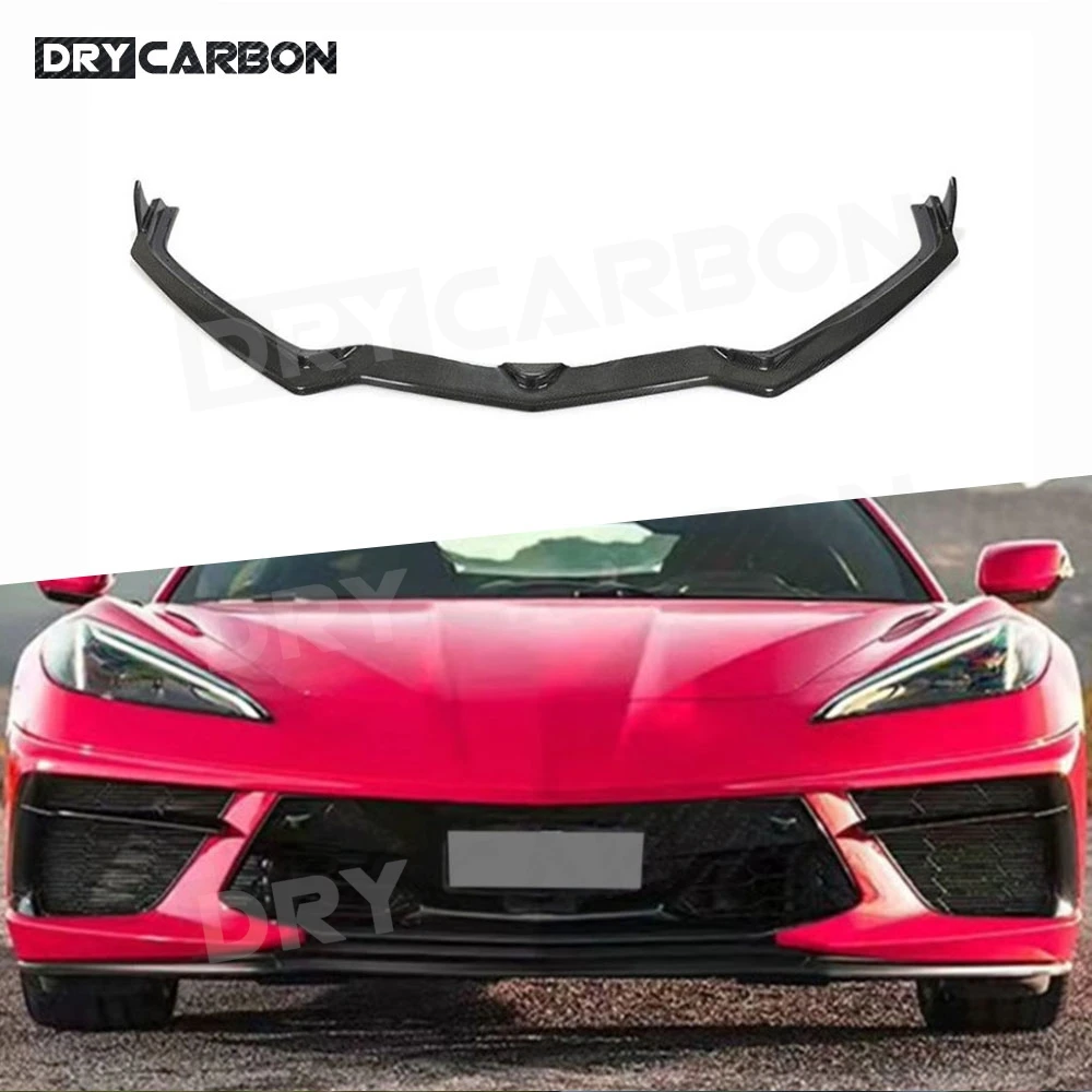 ألياف الكربون الجبهة حافة مصد السيارة الخائن لشروليه كورفيت C8 2020-2021 المصد الأمامي المفسد الشفاه FRP مجموعات الجسم اكسسوارات