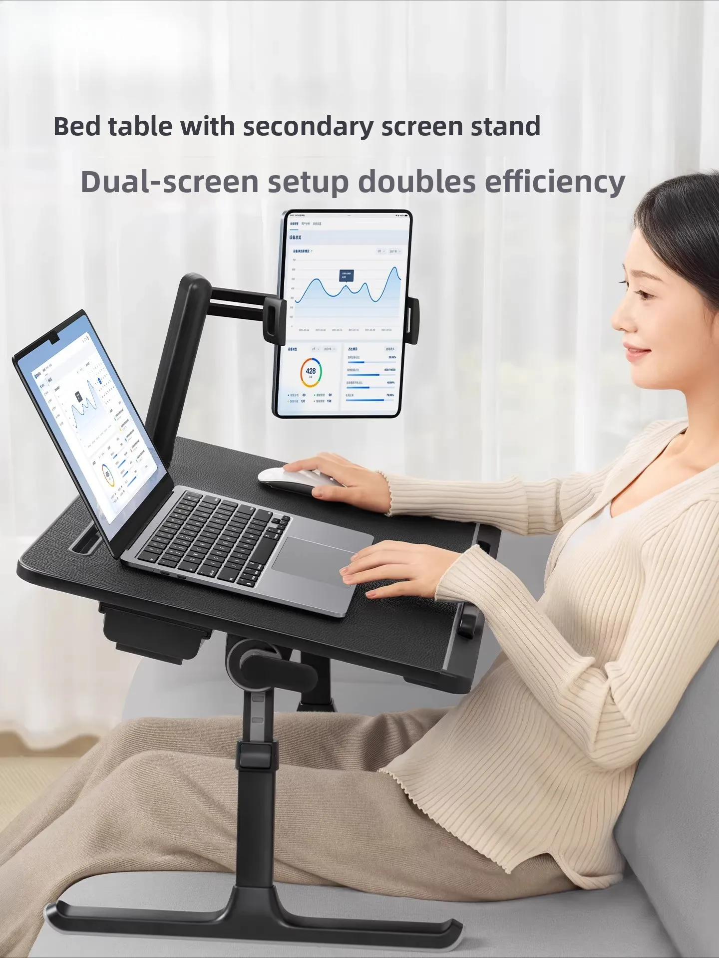 Adjustable Laptop Bed Table Foldable Stand with Holder for Reading Office Study in Dorm