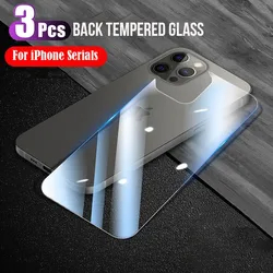 3Pcs Back Tempered Glass For iPhone 15 14 13 12 11 Pro Max Mini 15 14 Plus 15 ProMax Phone Back Rear Screen Protector Film