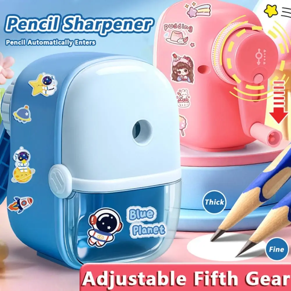 Apontador de lápis de quinta engrenagem ajustável, lápis de manivela entre automaticamente, ferramenta de afiação de lápis, chumbo antiaderente