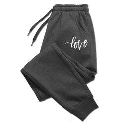 Pantalones de chándal de algodón con estampado de letras de amor para hombres, pantalones de chándal deportivos ajustados, pantalones casuales, tendencia callejera, primavera y otoño, nuevo