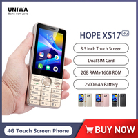 UNIWA HOPE XS17 4G Keypad Phones Touch Screen Smart Phone Android 8.1 Quad Core 3.5 Inch 2GB+16GB 2500mAh Cellphone Whatsapp