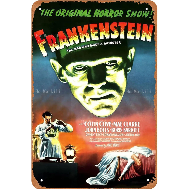 Vintage Look Metal Sign Frankenstein (1931) Horror Movie Poster for Bar Office Home Wall Decor Gift