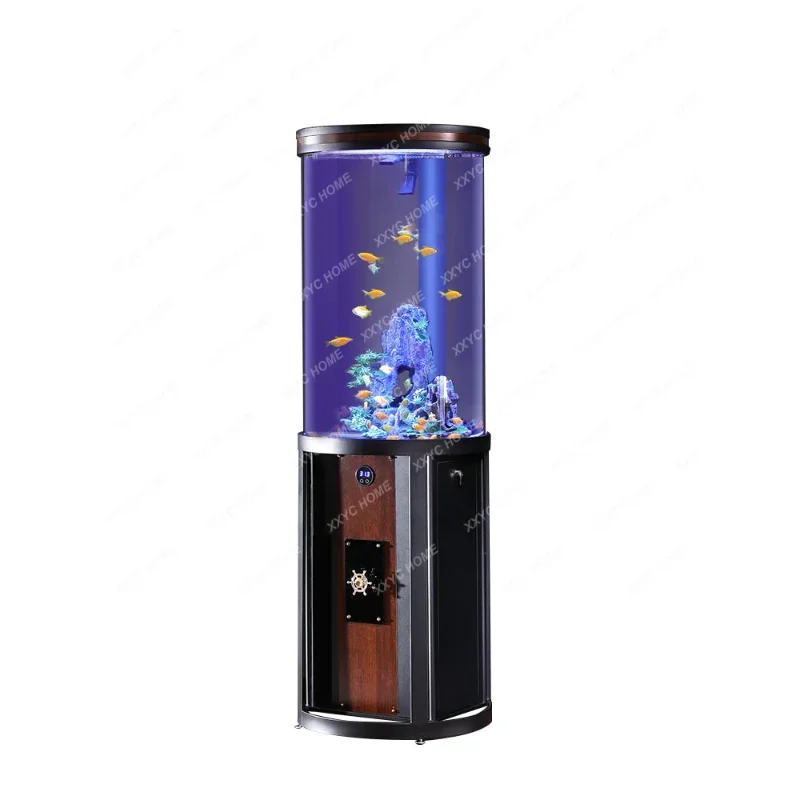 

New Cylindrical Fish Tank Living Room Lazy Water-Free Fish Tank Acrylic Ecological Bottom Filter Floor Aquarium