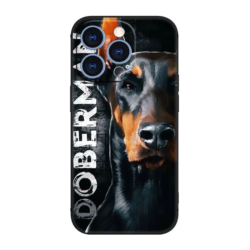 Doberman dog Phone Case For Apple iPhone 14 13 12 Mini 11 Pro XR X XS MAX 6S 7 8 Plus 5S SE 2020 2022 Black Cover