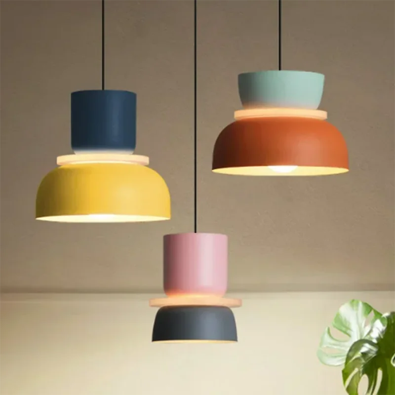 

Nordic Macaron Colorful Pendant Lamp Dining Room Kitchen Hanging Pendant Lights Study Indoor home decor E27 suspension luminarie