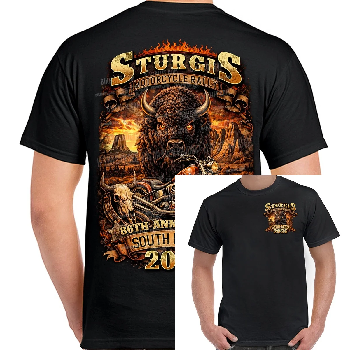 T-Shirt 2026 Sturgis Motorcycle Rally Wild and Free Graphic Printing High-end Luxury Unisex Style Both of Men and Women