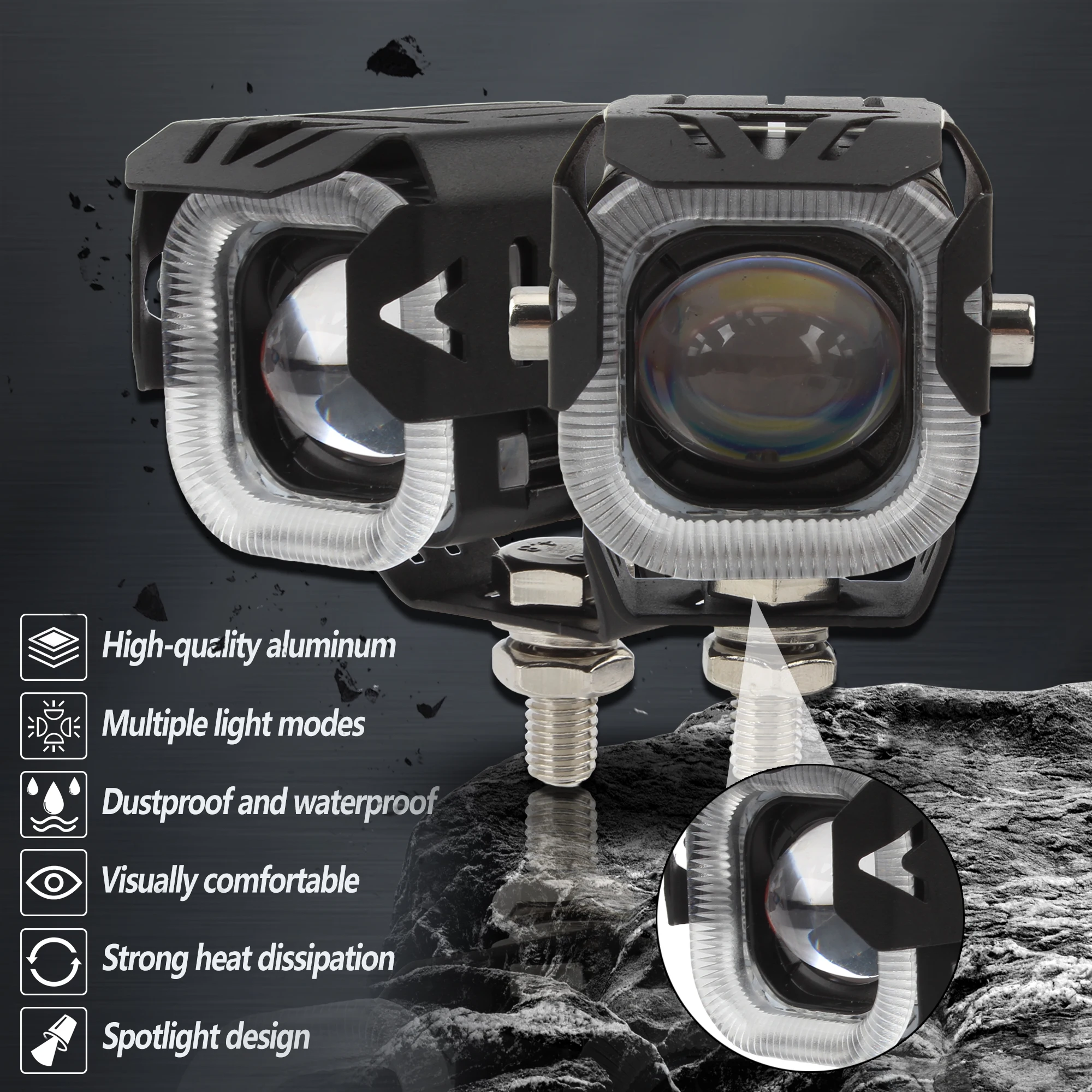 ATV UTV Motorcycle LED Spotlight Headlight Running LightsHi/Low Beam Driving Spot Fog Light Motocross Dirt Bike Modified Parts view 2