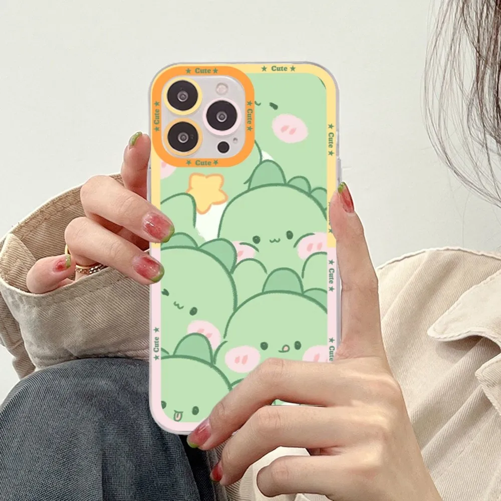 Cute Cartoon Dinosaur Phone Case For iPhone 15 14 13 12 11 Pro Max XS X XR Mini Protective Cover