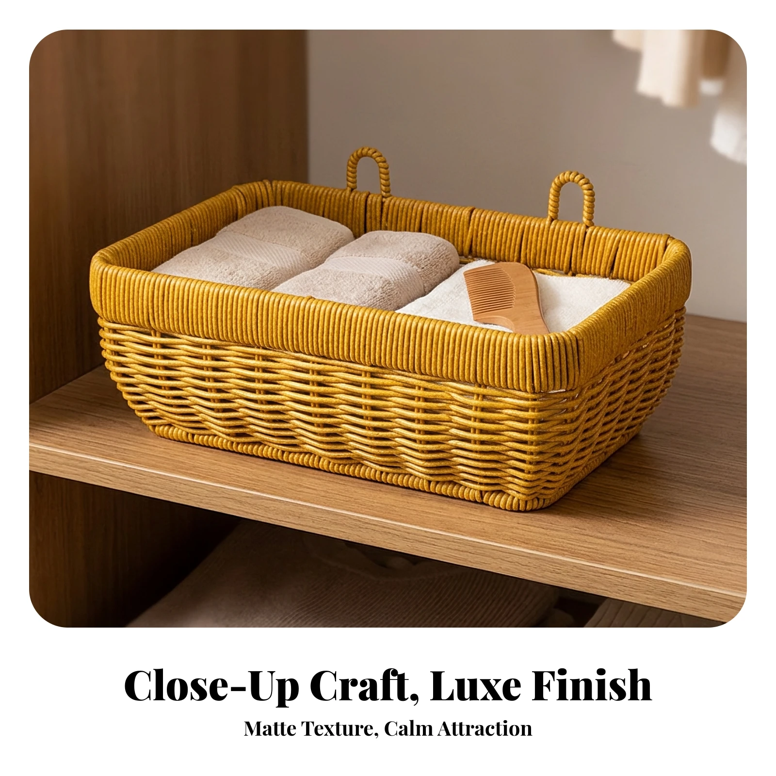 Wall Basket with Arched Handle Sturdy Woven Wicker Storage Basket Space-Saving Natural for Entryway, Kitchen view 5