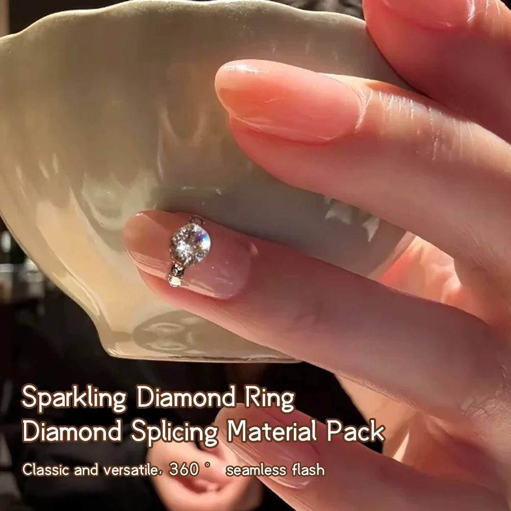 Kaniu Nuovo Kit di Accessori per Nail Art Scintillanti: Strumento per Unghie con Effetto Flash, Anello Diamantato Scintillante e Materiale per Decorazioni