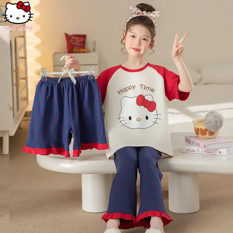 conjunto-de-pijamas-kawaii-kuromi-para-meninas-novo-conjunto-de-verao-com-camiseta-de-manga-curta-e-calcas-confortavel-e-casual-para-uso-em-casa-anime-hello-kitty