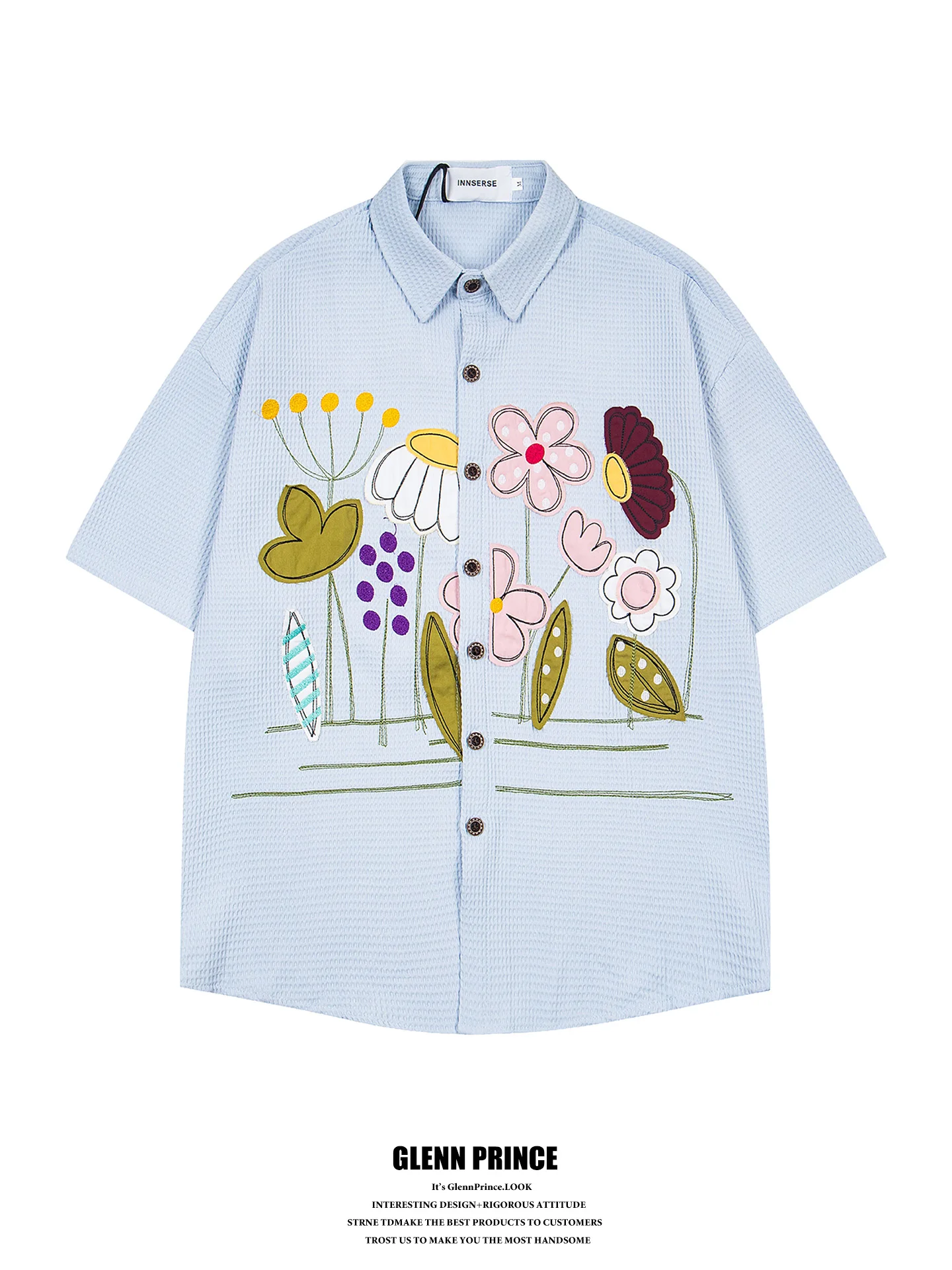 

GPstudio Japanese Retro Floral Patchwork Short Sleeve Shirt Men Summer Lazy Vacation Style Cotton Breathable Loose Fit Shirt