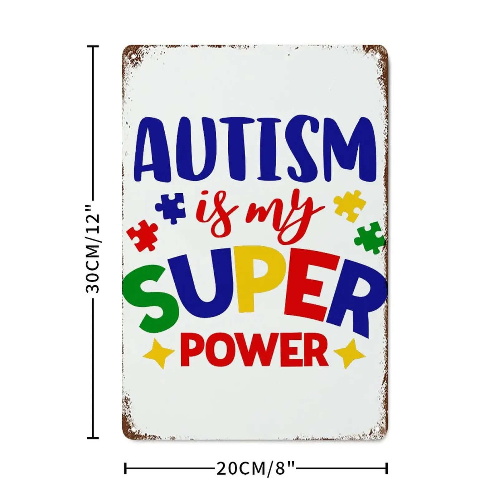 Autism is My Superpower Shabby Chic Metal Signs Vintage Indoor Outdoor Autism is My Superpower Metal Poster Tin Sign for Garage 