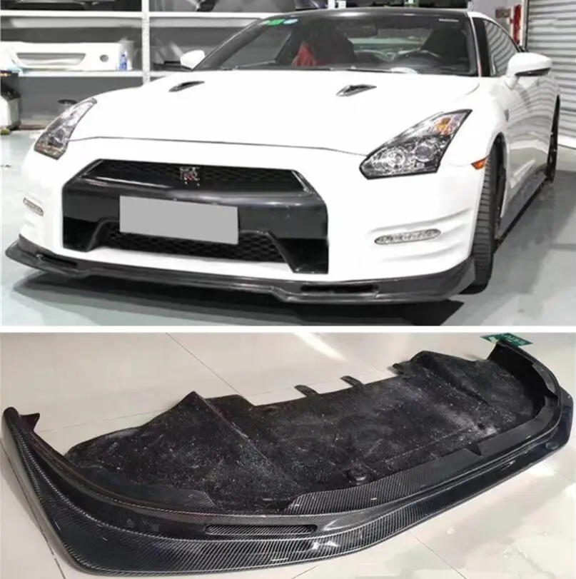 

FORGED CARBON FIBER Front Bumper Lip Splitters Cup Flaps Cover For Nissan GTR R35 2008-2016