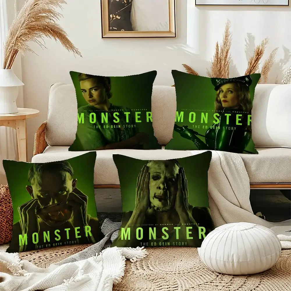 Dark Show Monster: Ed Gein Cushion Cover Short Plush Pillowcase, Washable Wrinkle Resistant Cover for Bedroom Gift