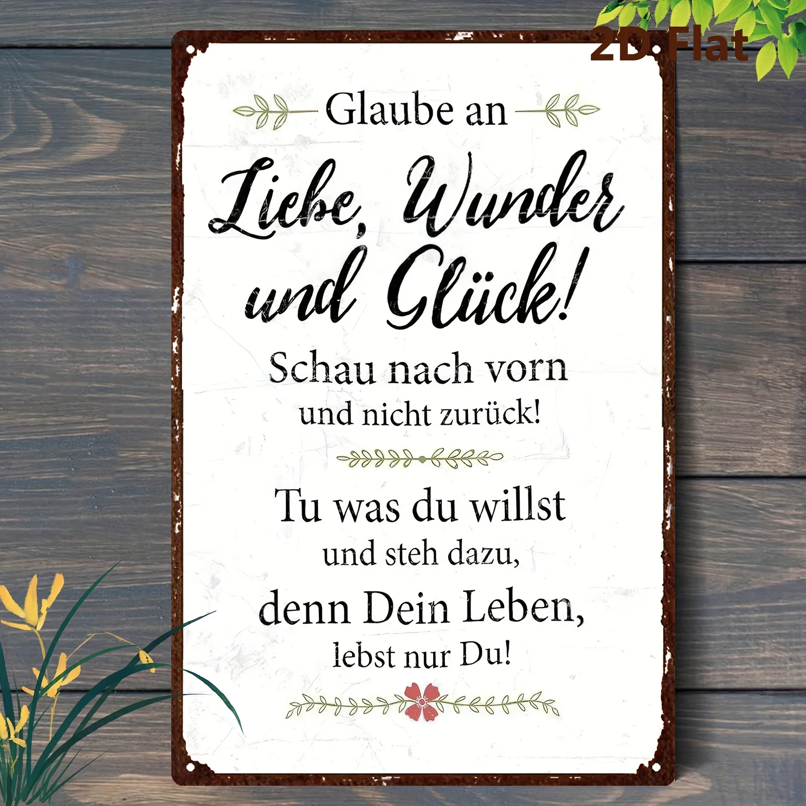 2D Flat - This Is a 2D Flat German Lucky Metal Wall Decoration Featuring The Phrases 