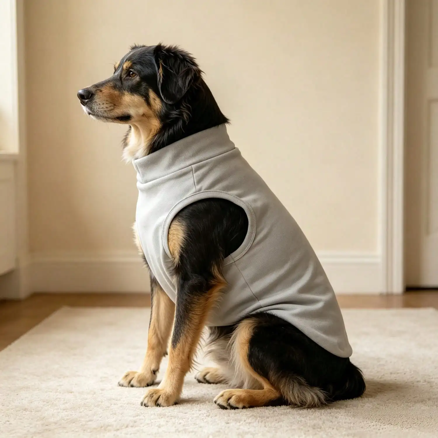 Ärmelloses Rollkragen-Hundeweste für große Hunde, weiche Strickkleidung für Haustiere mit niedlichem Bären-Applikationsaufnäher, warmes Hausoutfit – Detail 25
