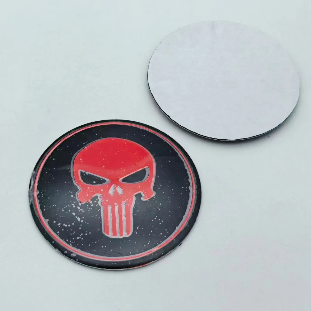 4pcs 3D 45mm 56mm 65mm Skull Emblem Car Stickers Auot Accessories for Car Wheel Center Caps Hub Dust Cap Rim Cover Hubcaps Badge view 4