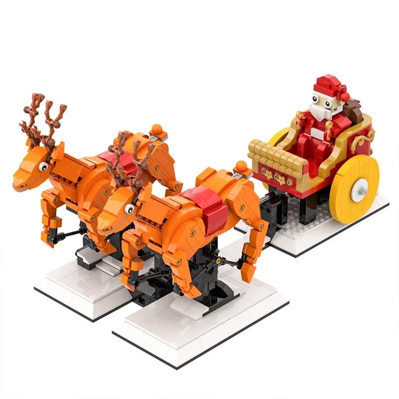 BZB Santa Claus and Elk Building Block Traditional Cute Christmas Decoration Model Assembly Brick Toy Stocking Stuffer Gift