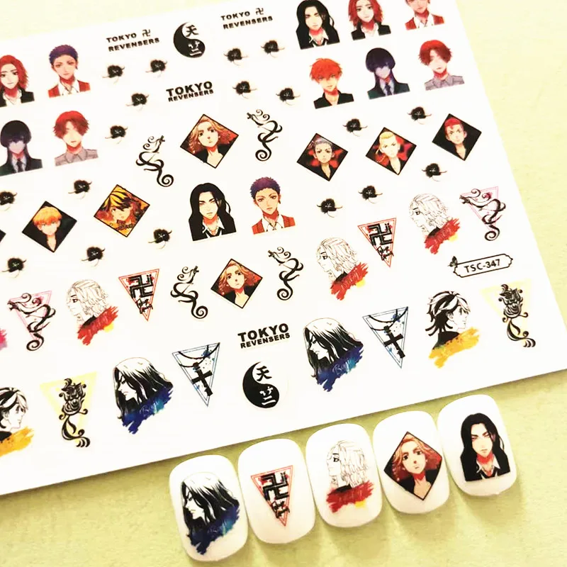 Pegatinas de diseño 3D de Anime Tokyo Revenger, calcomanía deslizante autoadhesiva, herramientas de decoración DIY, pegatina para uñas TSC 347