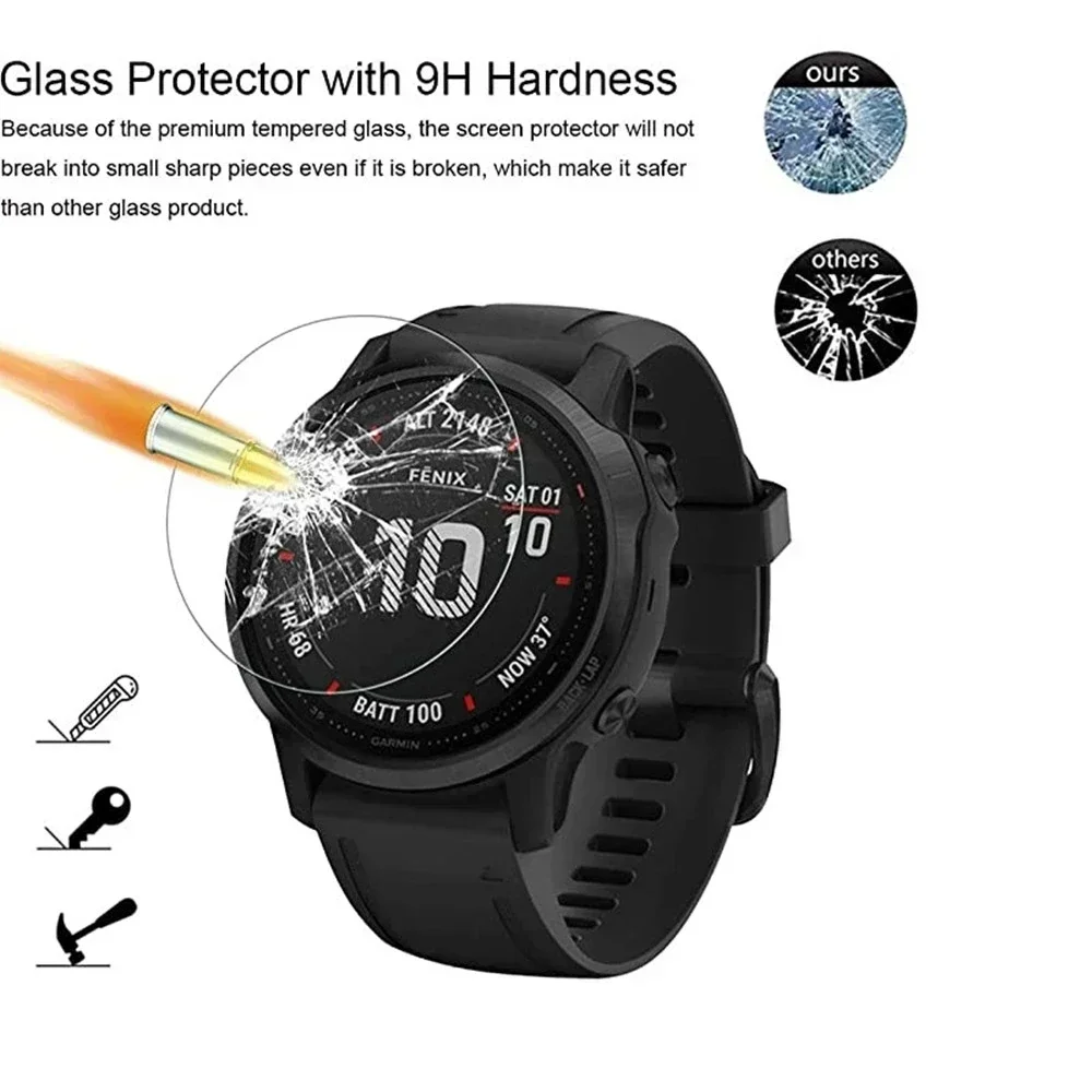 2PCS 9H Premium Tempered Glass For Garmin Fenix 6 6S 6X martWatch Screen Protector HD Film For Fenix 7S 7 7x Sapphire 6X solar