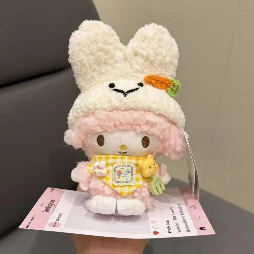 

In Stock Sanrio Piano Wearing A Hat Bib Lamb Apple Hood Pp Cotton Fillingcute Plush Toy Key Backpack Pendant Girl Birthday Gift