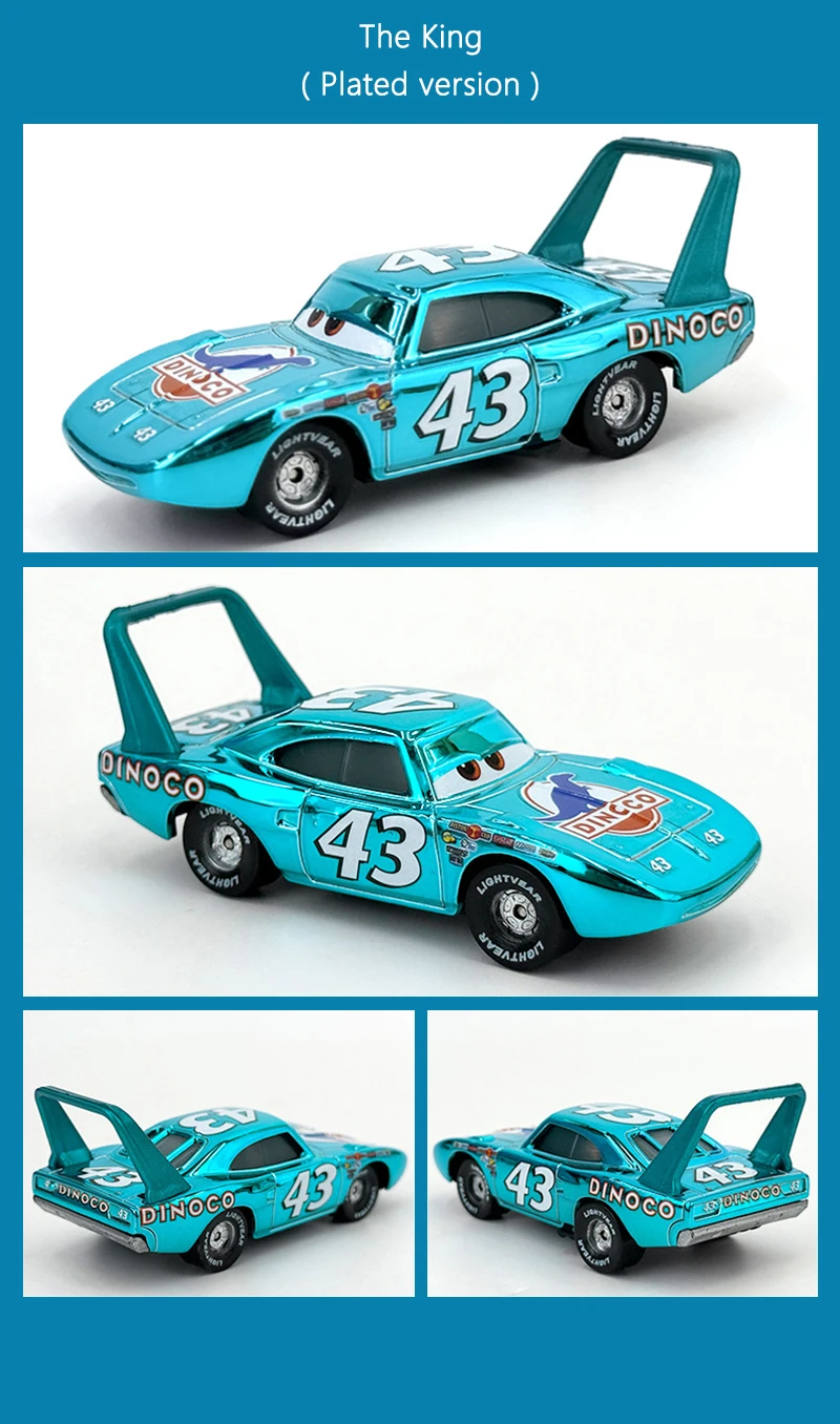 Cars Gold Galvanisierung Car King 43 Anime Figur Strip Weathers 1/55 Metall-Druckguss Dinoco Rennspielzeug Kindergeschenke – Detail 4