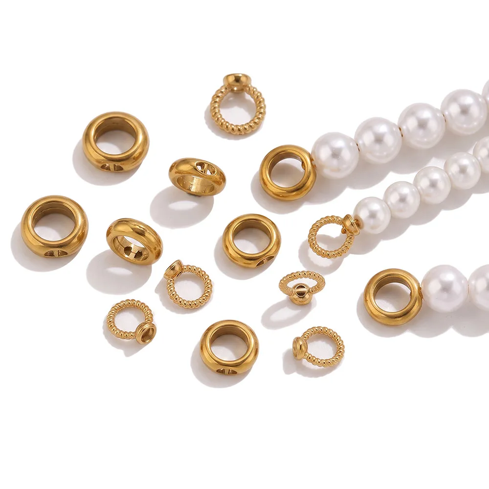 20pcs 18K Stainless Steel 2 Holes For Women Jewelry Bracelets Connector Bead End Cap with Hole Supplies Jewelry Findings Bulk