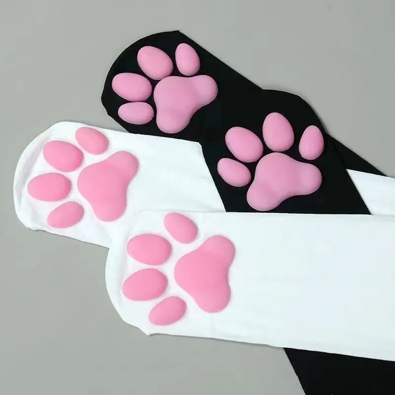 Kaos Kaki Motif Cakar Kucing Warna Pink Lucu Lolita Setengah Paha Untuk Dewasa Anak Wanita Cosplay Stoking Cakar Kucing 3D