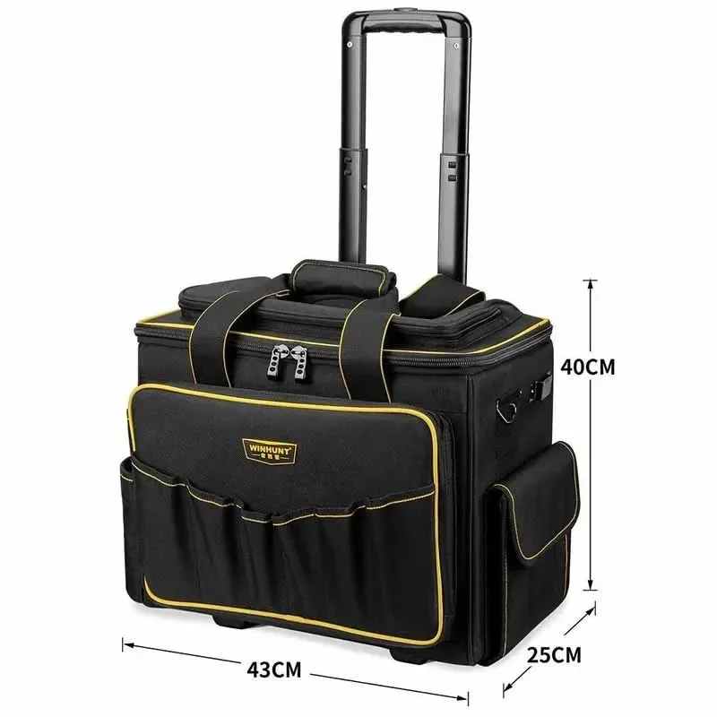 Multi-function Storage Organize Pull Rod Tool Bag Electrician Special Roller Type Canvas Large Capacity Hardware Repair Tool Kit