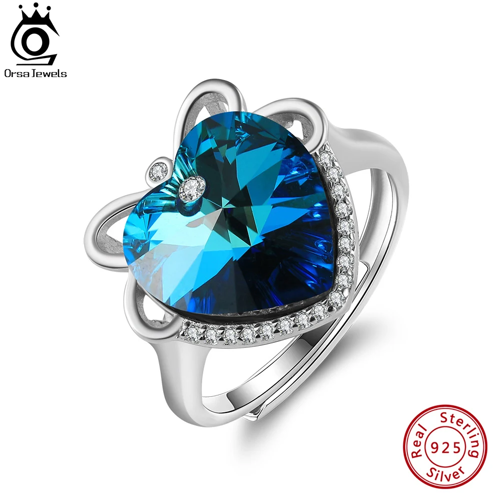 

ORSA JEWELS 925 Sterling Silver Trendy Austrian Crystal 5A CZ Rings Rhodium Plated Ring for Women Handmade Jewelry SWR05