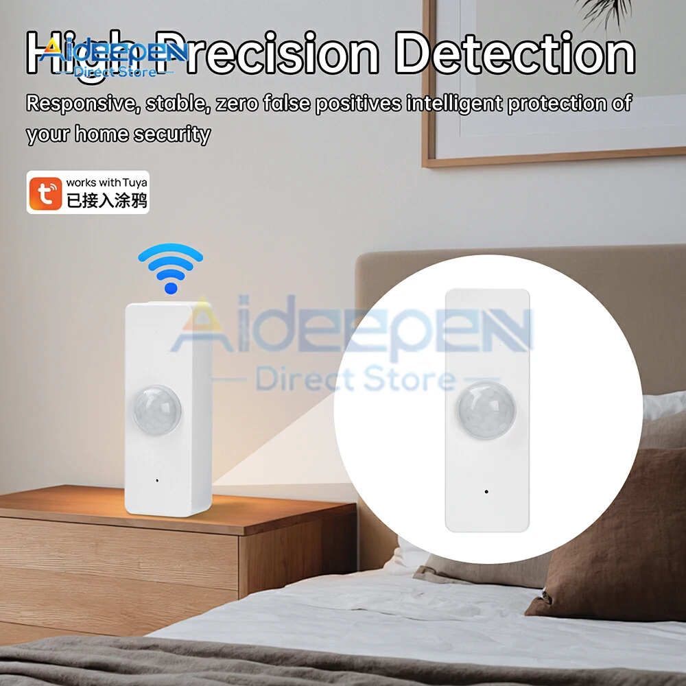 

Датчик движения Tuya WiFI PIR Smart Human Body Home Датчик охранной сигнализации Приложение Дистанционное управление Smart Life для умного дома Работа с Alexa