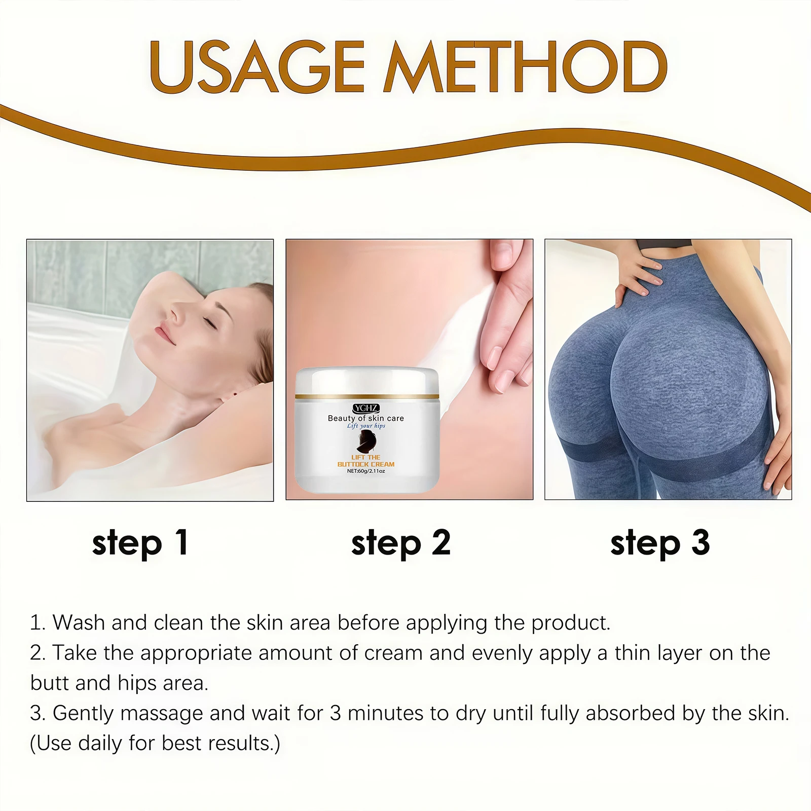 Butt Lift Cream, Containing Vitamin E - Instant Butt Lift and Firming Massage Gel, Suitable for All Skin Types, Moisturizing and Plumping Cream, Designed Specifically for Butt Shaping and Care view 6
