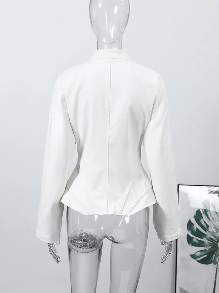Taillenschnürende Korsett-Tops mit Unregelmäßigem Saum für Damen, Sexy Stehkragen Langarm Slim-Fit Bluse, Frühlings-Neuheit für Bürodamen, Partykleidung – Detail 6