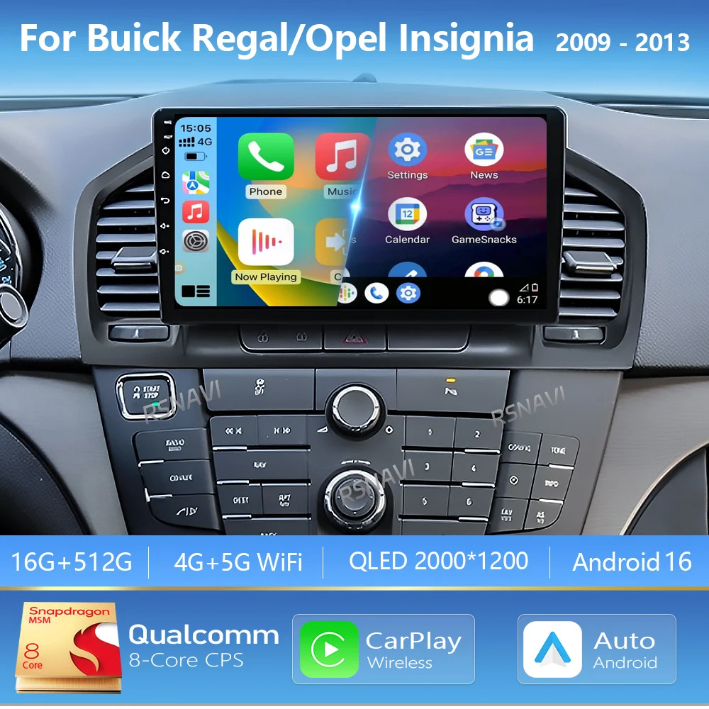 Android 16 Carplay Car Player Radio Multimedia For Buick Regal For Opel Insignia 1 2009 - 2013 Autoradio Stereo 2Din Head Unit