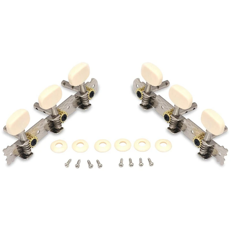 3X Peg Tuning Gitar Vintage Berlapis Emas, Kunci Tuning Mesin, Tuner Lubang Tunggal Untuk Gitar Klasik 3L 3R