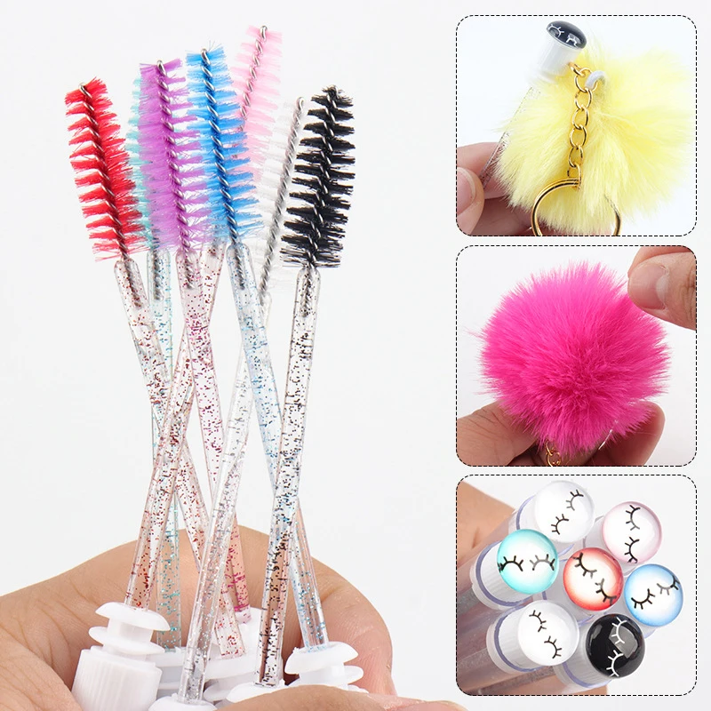 Make-up Pinsel Staubdicht Augenbrauen Kamm Schönheit Werkzeuge Wimpern Pinsel Rohr Mit Pompom Wimpern Verlängerung