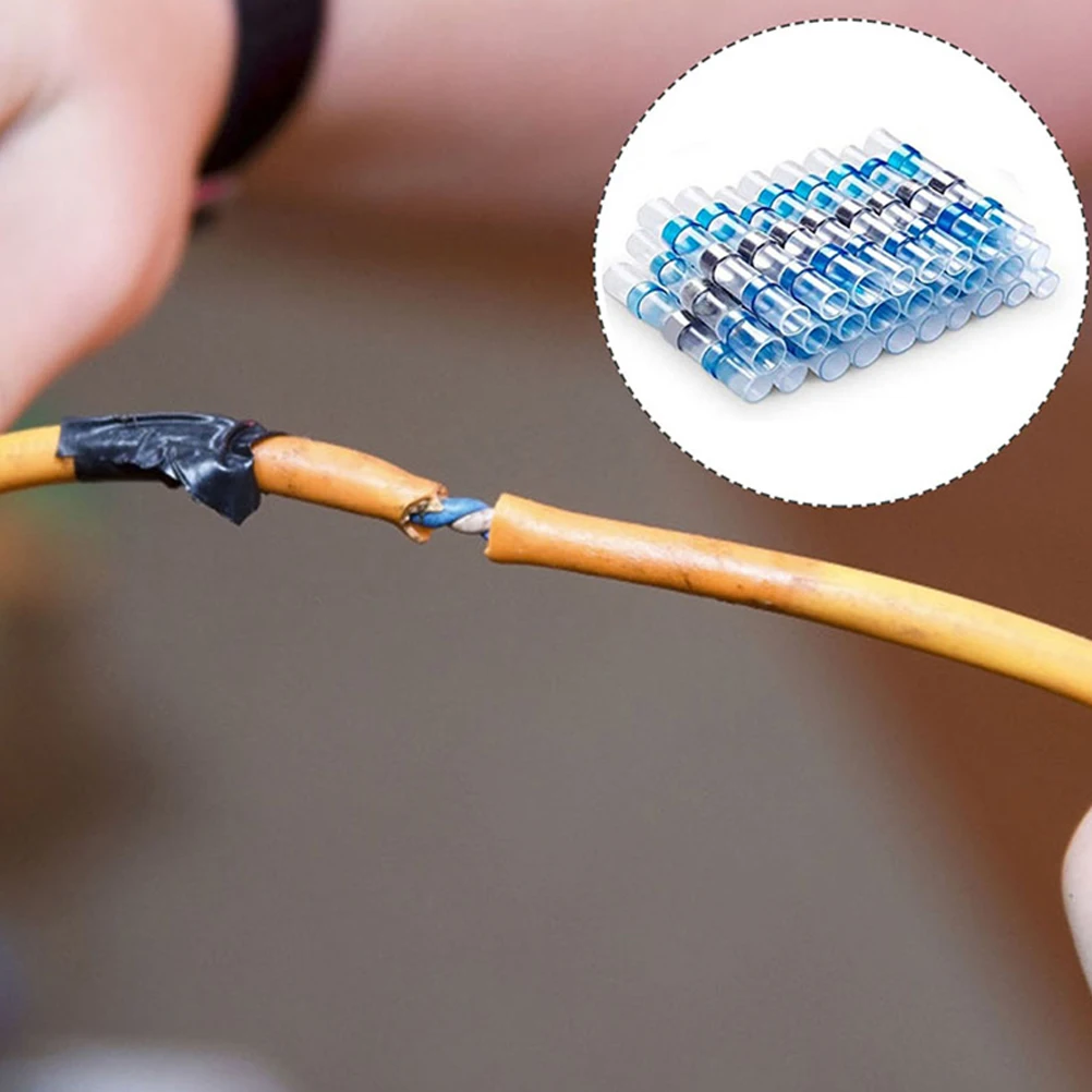 

150Pcs 16 Wire Terminals Insulated Butt Connectors Waterproof Heat Shrink Wire Connectors Blue Sealing Solderless Kit