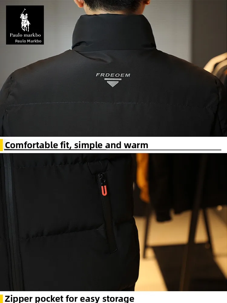 

Paulo Men's Thiened Warm Cotton Jaet Casual Slim Fit Autumn Winter Faionable Outerwear Youth ular Long Sve Zipper