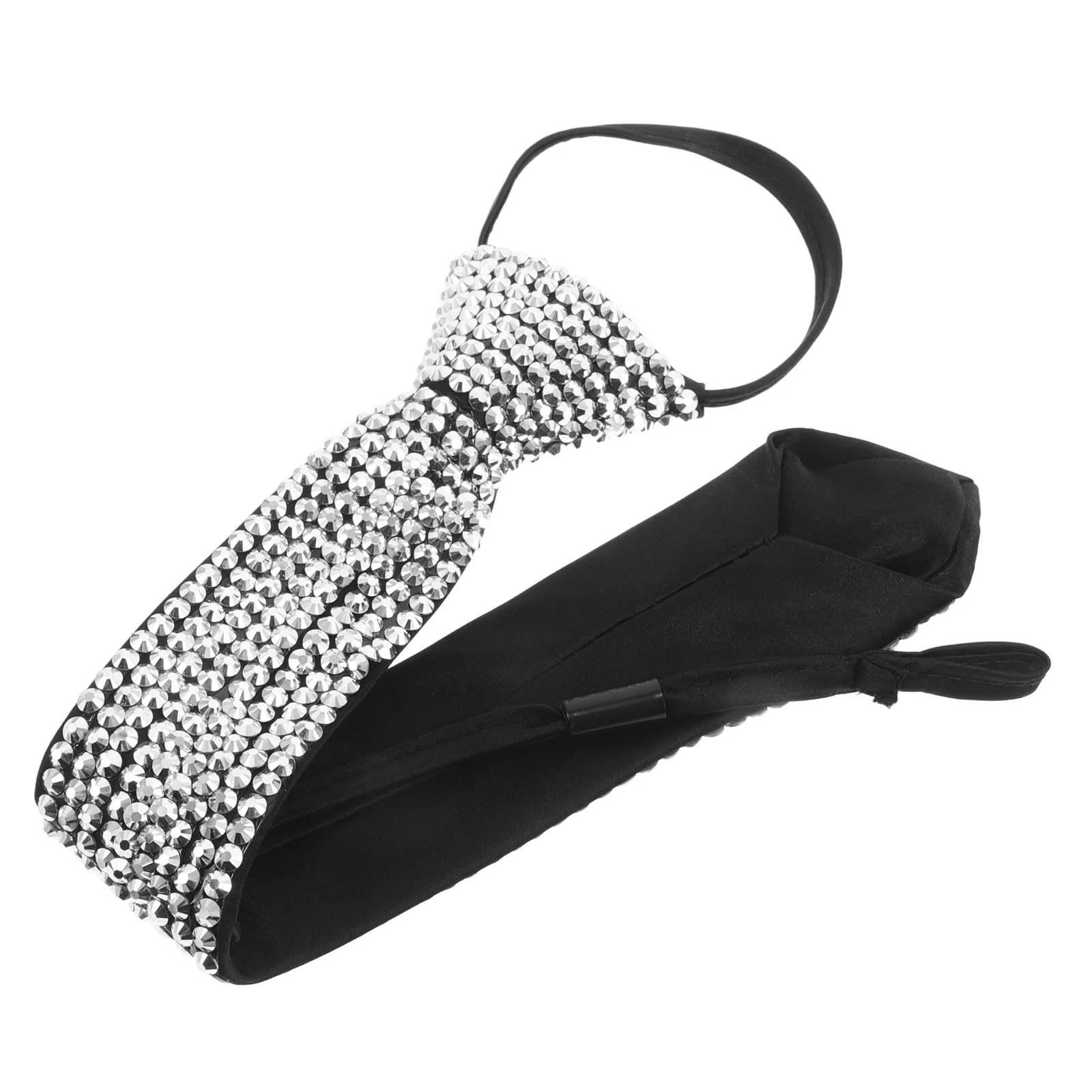 Rhinestone Necktie Geometric Metal Texture Sparkling Tie Vintage Cosplay Party Formal Casual Accessories for Men Women