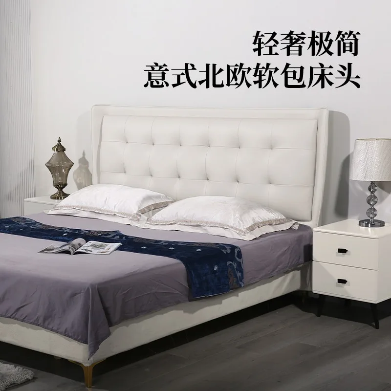 New cream wabi-**** wind leather bedside cushion backrest soft bag, buy the headboard separately, floor solid wood custom backre