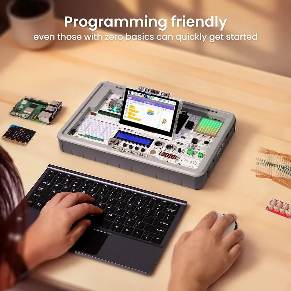 Hot Sale CrowPi 3 Basic Al Learning Kit & Development Station 41 Built-in Modules Compatible with RPi 5/Arduino/Micro:bit/Pico