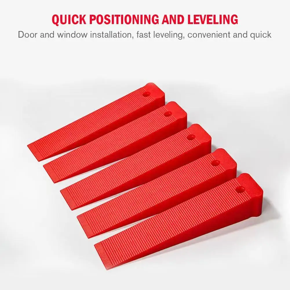 

6pcs Wedges Installation Leveler Anti Slip Texture Plastic Wedge Set Red Leveling Wedge Installer Cushion Block for Door Window