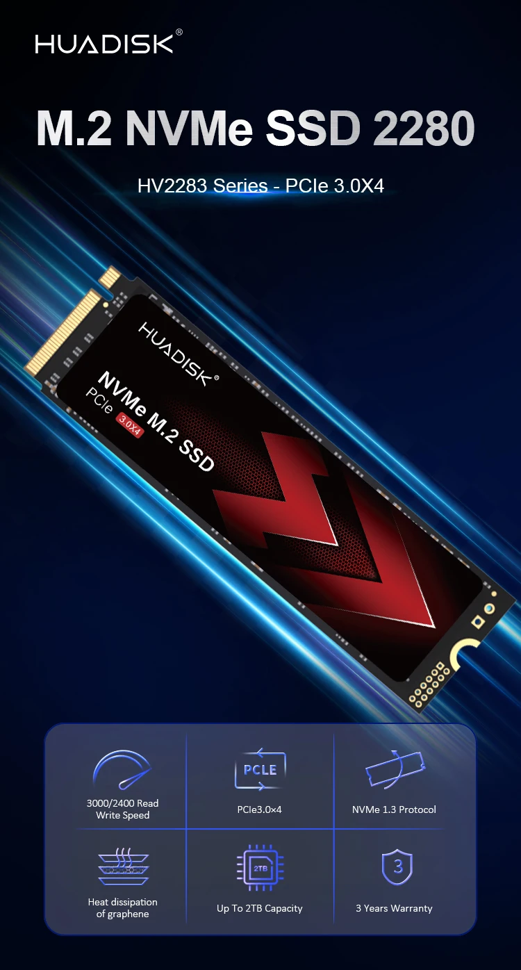 HUADISK M2 NVMe SSD 128GB 256GB 512GB Interne Festplatte 1TB 2TB PCIe 3.0 2280 Solid-State-Laufwerk für DELL PC Laptop – Detail 4