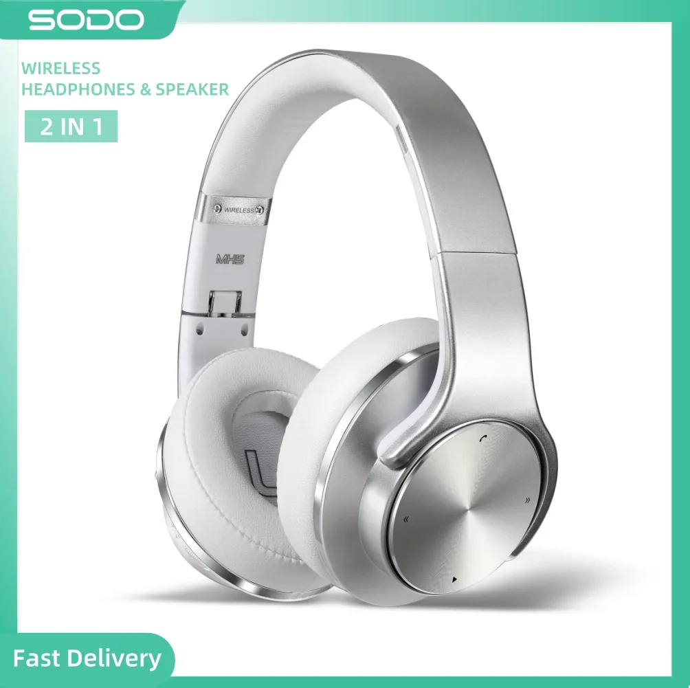 Bluetooth наушники Колонки 2 в 1 SODO складные NFC HiFi стерео беспроводные наушники V5.0 с микрофоном Поддержка TF карты FM