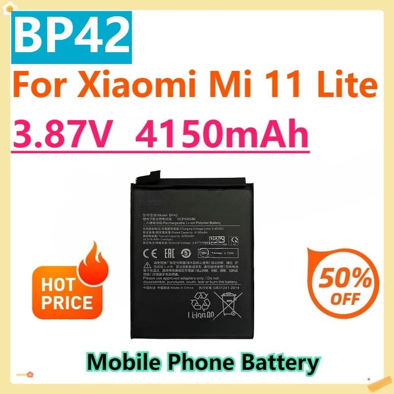 

For Xiaomi Mi 11 Lite BP42 Replacement Phone Battery Batteries 3.87V 4150mAh