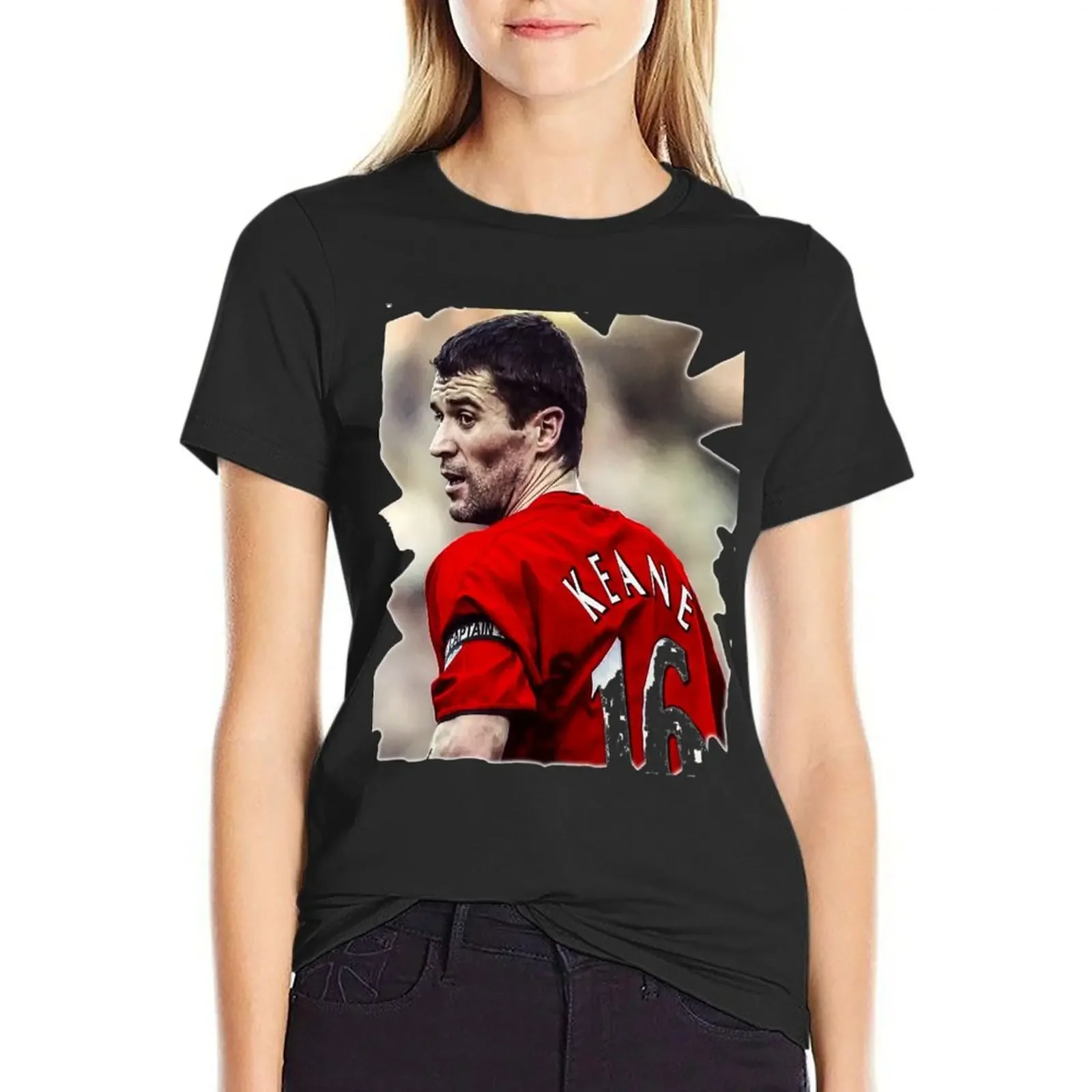 roy keane print T-shirt cute tops summer clothes korean Women's clothes