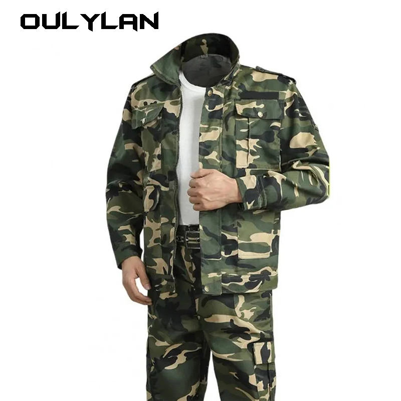 

2024 New Outdoor Camouflage Overalls Spring And Autumn Training Suits Wear-resistant Auto Repair Labor Insurance Suits