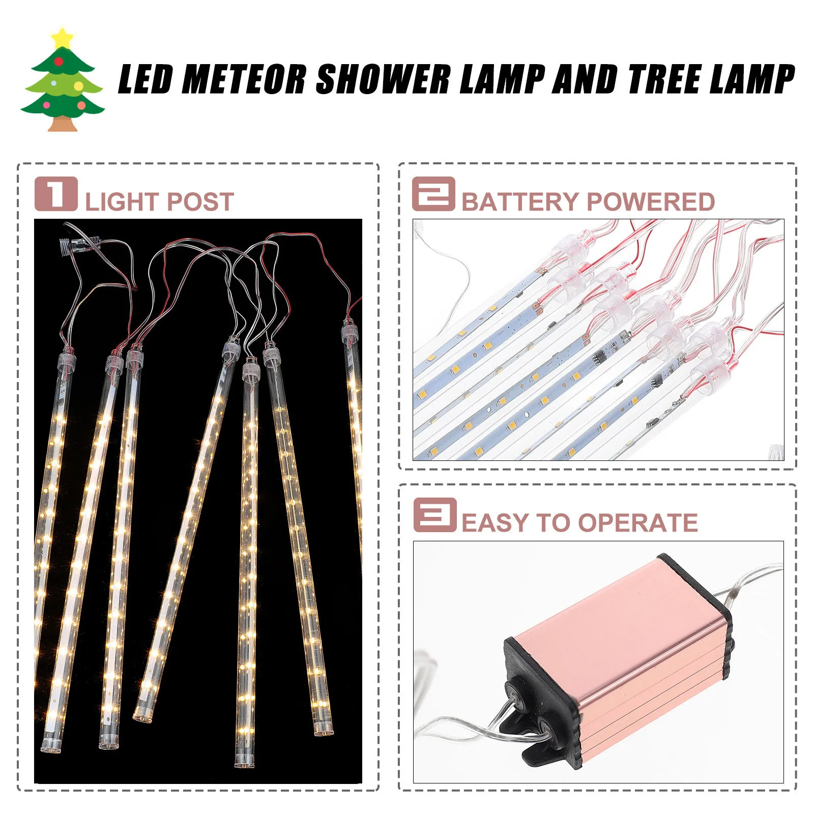 LED Meteor Shower Lights Yard  - Xmas Outdoor Lighting Decorations review and price